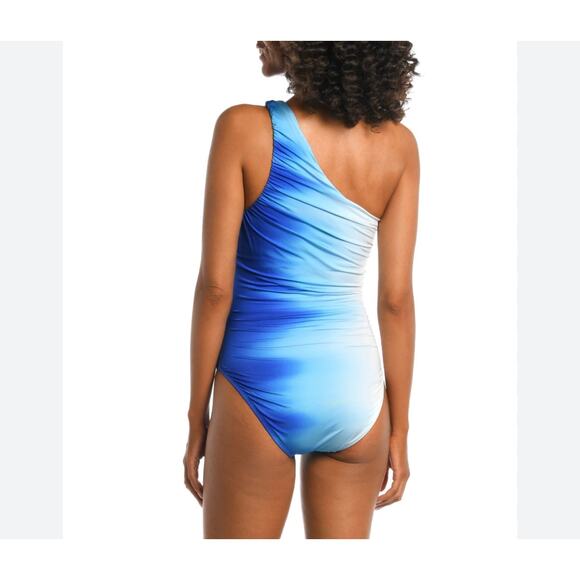 La Blanca Ocean Oasis Shirred One Shoulder One Piece Women's Swimsuit 6 UPF 50+ - Picture 2 of 5